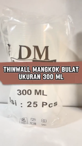 MANGKOK PLASTIK BULAT - THINWALL MANGKOK BULAT + TUTUP ISI 25 PCS UK 500ML/450ML/400ML/300ML/200ML - MANGKOK PLASTIK BULAT + TUTUP TAHAN PANAS TEBAL