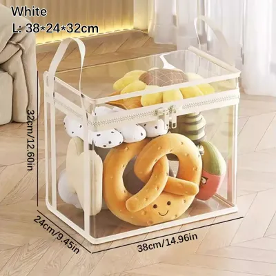 Transparent Visible Doll Storage Bag Large Capacity With Zipper Handle Organizer Box Moisture-proof Stackable