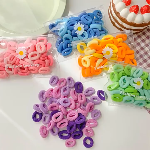 Small Reusable Rubber Nylon Hairbands 50pcs Colourful Kids Hair Tie Women Elastic Hair Tie Gradient Color Hair Rope Simple Hair Rubber Band