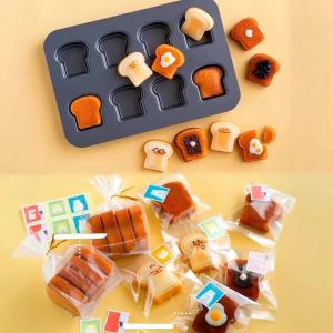 8-Cavity Carbon Steel Baking Pan Toast Bread Cheese Madeleine Muffin Jam Sandwich Cake Mold Dessert Baking Supplies