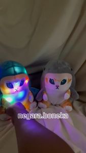 Mainan Boneka Kucing Hiu LED Stuffed Plush Kucing Hiu Singa Laut Kawaii Lucu Untuk Anak Hadiah