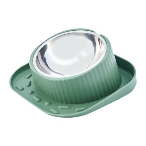 HamshMoc Cat Dog Feeding Bowl Stainless Steel PP Material 15 Degree Angle Anti Waste Design Easy Clean