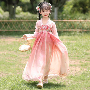 Princess Style Ancient Chinese Costume Dress Girls Summer New Arrival Fairy Tale Elegant Traditional Tang Suit Childrens Clothing