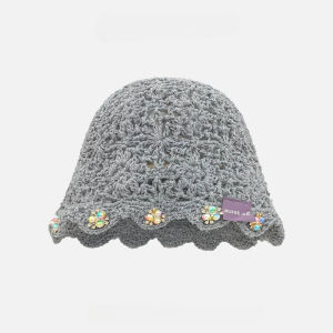 Korean Cute Sweet Crochet Hollow Knitted Hat Tassel Beanies Cap Women Summer Outdoor Travel Breathable Versatile Pullover Cap