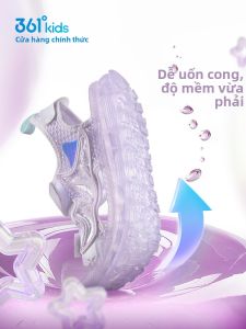 Giày Trẻ Em Đế Lưới Mùa Hè Đính Pha Lê 361° Giày Trẻ Em Dán Magic Dành Cho Bé Gái Từ 7-12 Tuổi Giày Đi Biển Thoáng Khí