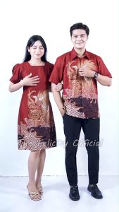 felicitybatik - Dress Batik Wanita Couple Kemeja Pria Batik Merah Maroon Imlek [ elang ]