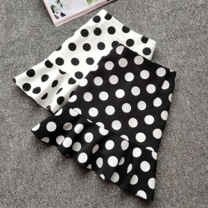 Black White Polka Dot Halter High Waist Elastic Short Skirt Womens Spring Summer Autumn Fish Tail Skirt Korean Style Mini Skirt