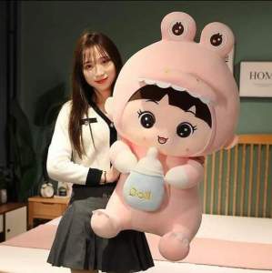 GẤU BÔNG BÚP BÊ ÔM SỮA THÚ BÔNG KHỦNG LONG ÔM BÌNH SỮA VẢI MINISO MỀM MỊN CAO CẤP
