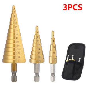 Titanium Coated Step Drill Bit for Metal Wood4-12mm 4-20mm 4-32mm Opener Hole CutterWoodworking High Speed Steel Drill Bit Set