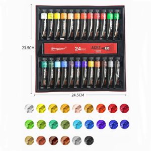 ชุดสีอะคริลิค 12/24สีสีสำหรับเด็กและผู้ใหญ่สำหรับผ้า/เสื้อผ้า/เล็บ/ผ้าใบ/Rock ภาพวาดกันน้ำ