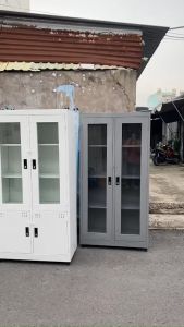 [GIAO HỎA TỐC] Tủ hồ sơ - tài liệu sắt tĩnh điện văn phòng 2 cánh kính cao cấp cho công ty xí nghiệp