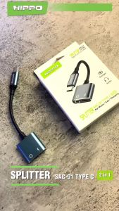 HIPPO Kabel SPLITTER SAC-01 Type C to DC Aux 3.5mm Audio PD 60W Support Open Mic Fast Charging Converter 2 in 1 USB C iPad Pro Xiaomi Samsung Google Android Iphone 15 16 Original