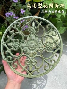 ถาดใส่กระถางดอกไม้เหล็กดัดสำหรับใช้กลางแจ้งของตกแต่งสวนระเบียงห้องนั่งเล่นชั้นวางดอกไม้ฐานรองขาแบบถอดได้ฐานรองกระถางดอกไม้