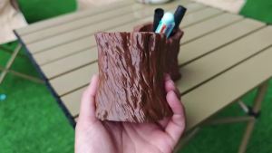 Stump-shaped pen holder multifunctional pen holder and makeup brush bucket storage bucket and box desktop ornament