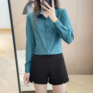 Shirt Womens Long Sleeve 2024 Spring & Fall Korean Style Business Attire Parka Silm Slim Fit Work Clothes Bottoming Shirt
