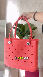 [Medium] GIFF Bags - All Color Medium Size Waterproof Totebag Tote Plastic Tote EVA Shopping Bag (SGS Certified - Non-hazardous to skin & 100% NOT reused materials)  Serbaguna Kain