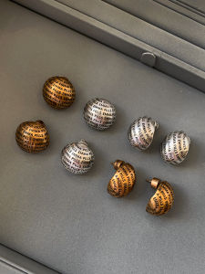 Retro Gold And Silver Letter Circle Earrings Women Luxury Unique Design Small Audience Geometric Pattern Hoop Earrings