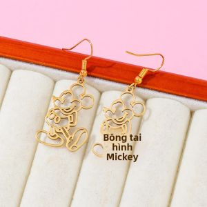 Bộ Bông Tai Mặt Dây Chuyền Chuột Mickey Rỗng Bằng Thép Không Gỉ Dành Cho Nữ Kiểu Dáng Cổ Điển Quyến Rũ Chất Lượng Cao Phụ Kiện Thời Trang.