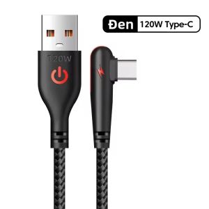 Cáp USB Type C 120W Đầu Cắm 90 Độ Sạc Nhanh Truyền Dữ Liệu Cho Samsung Xiaomi Huawei - Cáp Sạc & Truyền Dữ Liệu Tốc Độ Cao