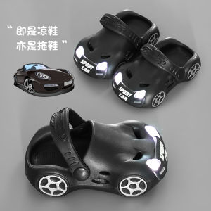 Brand Childrens Summer Outdoor Slip-On Anti-Slip Glowing Sandals with Light Cartoon Style EVA Upper Rubber Sole for Boys And Girls