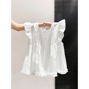 V.C.I | White Polka Dot Ruffled Sleeve Blouse Loose and Slimming Shirt