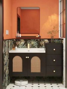 Luxurious Bathroom Cabinet Combination Ceramic One-Piece Basin Washstand Storage Cabinet French Vintage Style Home Bathroom Furniture