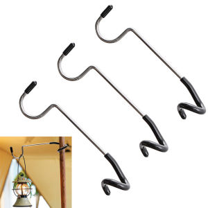 มัลติฟังก์ชั่สแตนเลสเต็นท์เสาโคมไฟตะขอสำหรับการเดินป่ากลางแจ้งตั้งแคมป์ไฟยืนตะขอตั้งแคมป์เดินป่า Equipmen