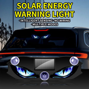 KEVANLY | Solar Powered Car Neon Light Cool DEMON EYE Led Ambient Light Wireless Suction Cup USB Rechargeable Warning Atmosphere Lamp