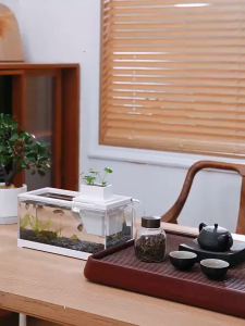 Fish Tank Desktop  1.5 Gallon Acrylic Aquarium with Air Pump & LED Light Small Fish Tank for Betta Fish Starter Kit Smart Tank