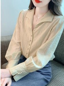 WANGGONGZHU | Elegant Loose Collar Shirt Womens Design Sensation Autumn Beautiful Texture Sense Small Shirt Princess Style Long Sleeve