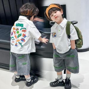 Boys Short Sleeve Polo Shirt Summer Thin Flip Collar Half Sleeve Top Fashionable Childrens Short Sleeve T-Shirt Korean Style
