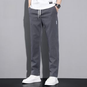 ROMON | Romon Mens Casual Pants Summer 2025 New Thin Straight Leg Loose Versatile Sport Long Trousers Breathable Comfortable Cotton Polyester Blend