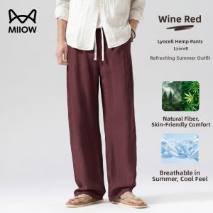 MiiOW | Linen Lyocell Tencel Old Money Style Thin Straight Leg Pant