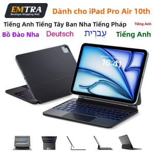 Bàn Phím Magic Cho iPad Air Bluetooth Không Dây Smart Cover Tương Thích Với Các Model 10.9 Inch Thế Hệ M2 M3 Hỗ Trợ Tiếng Tây Ban Nha