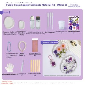 Chunshu |DIY Flower Coaster Kit Silica Gel Molds Crystal Resin AB Adhesive