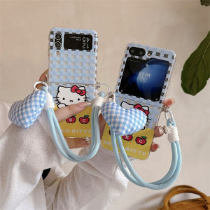 Kitty Cat Flip Cover Phone Case for ZFlip6/ZFlip5/ZFlip4/ZFlip3 Protective Shell Anti-Fall Side Button Cute Cartoon Womens Style