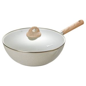 Non-Stick Wok Pan Deep Flat Bottom for Stir-Frying Home Use Compatible with Gas And Electric Stoves Rust-Free Aluminum Pot