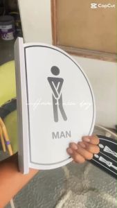 ป้ายห้องน้ำ ป้ายโลโก้ร้าน แบบครึ่งกลม หน้าหลัง ร้านคาเฟ่สุดเก๋ ป้ายร้านอาหาร ป้ายออฟฟิต ป้ายแต่งร้าน แบบ 2 หน้า สุดชิค!