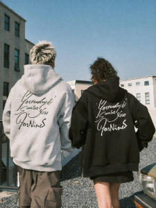 FORNINES | Embroidered Heavyweight Zipper Gray Hoodie