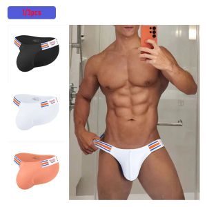1/3 PCS Summer Hot Item Mens Briefs High Fork Triangle Pants Cotton Fabric Bikini Sea Blue Striped Elastic Band Underwear