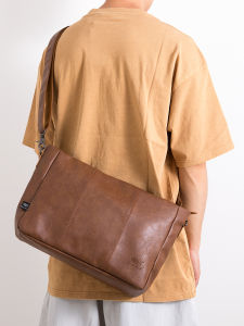 Casual Leather Crossbody Bag for Men Soft PU Commuter Bag Simple Fashion Business Youth Messenger Bag Versatile Single Shoulder Bag