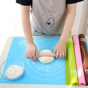 Heat-Resistant Silicone Baking Mat with Measurement Guide and Rolling Pin - Non-Stick Pastry Dough Kneading Pad Set