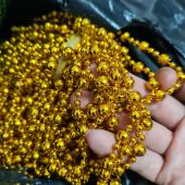 1 met dây chuỗi hạt vàng làm trang trí noel oản tài lộc tháp tỏi handmade