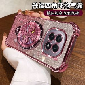 Oppo A5pro Silicone Phone Case Full Cover Anti-Fall with Stand Soft Shell Protective Cover for Women Creative Korean Style