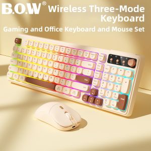 B.O.W | Wireless & Wired Bluetooth Tri-Mode Keyboard Mouse Set Desktop