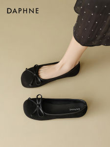 รองเท้าบัลเลต์ส้นแบนสีดำ Daphne สำหรับผู้หญิง รองเท้าแตะแบบสวมสบาย ทรงหัวมน ดีไซน์เรียบง่าย สไตล์หวาน รองเท้าแฟชั่นฤดูร้อน