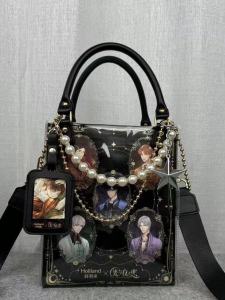 DIY Handmade Bucket Bag with Chain Shoulder Strap PU Leather Material Cartoon Animation Pattern for Ladies