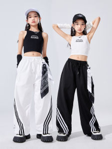 Kids Jazz Costumes Girl Hiphop Trendy Clothes Childrens Western Style Midriff-Baring Top Stage Show Performance Wear