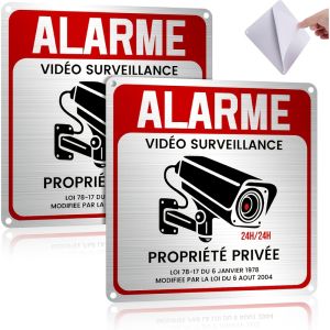 CIFbuy | 1PC French “Private Property & CCTV in Use” Security Sign Self-Adhesive Warning Label – 1 or 2 Pack for Property & Surveil