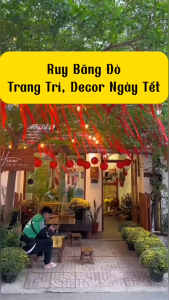 Dây Ruy Băng Đỏ Vải Lụa Dùng Decor Gói Quà Trang Trí Tiệc Cưới Lễ Tết Trung Thu - Cuộn 22m